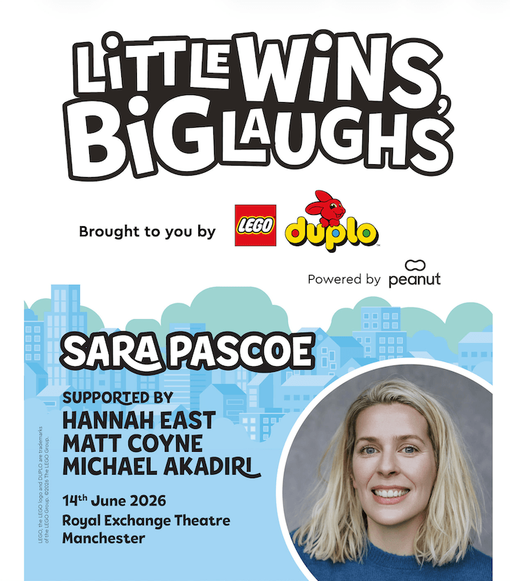 Little Wins, Big Laughs event poster - Sara Pascoe with support from Hannah East, Matt Coyne and Michael Akadiri, 14th June 2026, Royal Exchange Theatre, Manchester