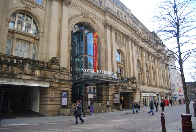 Royal Exchange Theatre exterior and entrance on St Ann's Square in Manchester